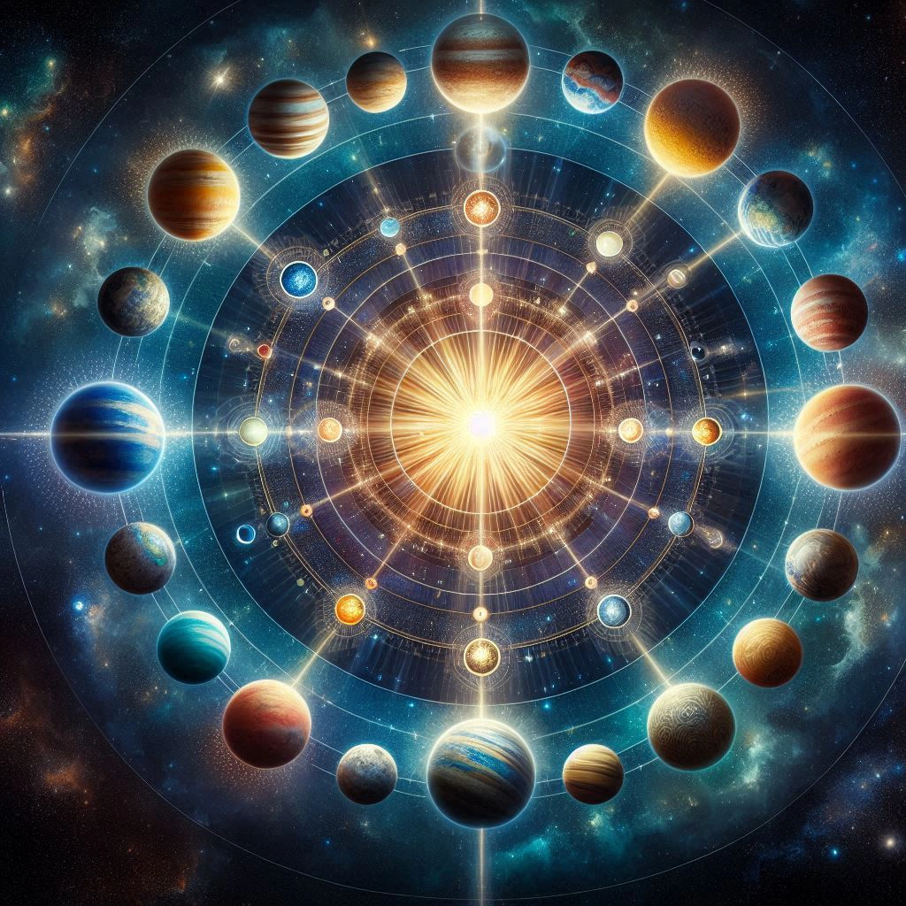 Holograma del sistema planetario. La Astrología te ayuda a entender la vida y la existencia.